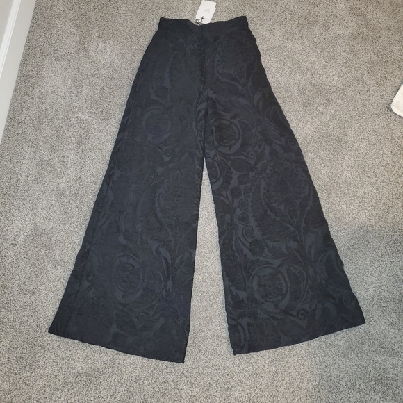 jill stuart nathalie noir pants wide leg silk - Picture 1 of 10